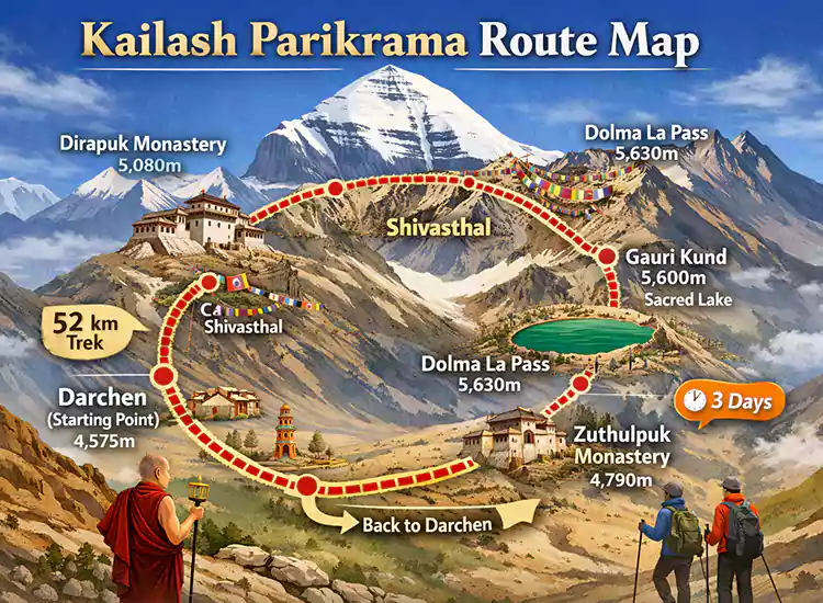 Kailash Parikrama Route Map: Day-by-Day Trek Around Mount Kailash